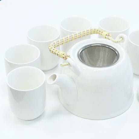 Classic White Teapot Set - Six Cups