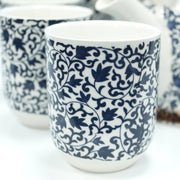 Blue Leaf Pattern Teapot Set - Six Cups