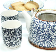 Blue Leaf Pattern Teapot Set - Six Cups