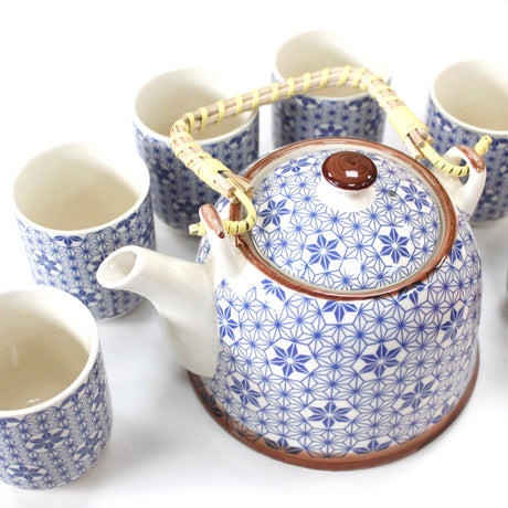 Blue Star Mosaic Teapot Set - Six Cups