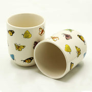 Six Tea Cups Without Handles Butterfly Design